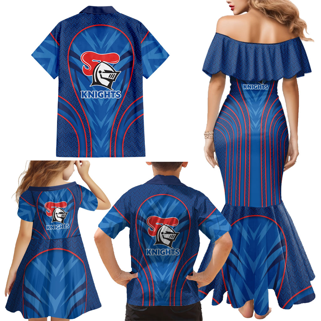 Newcastle Knights Rugby Mascot Family Matching Mermaid Dress and Hawaiian Shirt Australian Rugby Culture - Tribal Inspired Knight Warrior