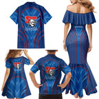 Newcastle Knights Rugby Mascot Family Matching Mermaid Dress and Hawaiian Shirt Australian Rugby Culture - Tribal Inspired Knight Warrior