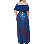 Newcastle Knights Rugby Mascot Family Matching Off Shoulder Maxi Dress and Hawaiian Shirt Australian Rugby Culture - Tribal Inspired Knight Warrior