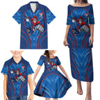 Newcastle Knights Rugby Mascot Family Matching Puletasi and Hawaiian Shirt Australian Rugby Culture - Tribal Inspired Knight Warrior