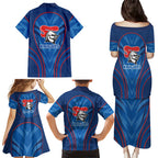 Newcastle Knights Rugby Mascot Family Matching Puletasi and Hawaiian Shirt Australian Rugby Culture - Tribal Inspired Knight Warrior