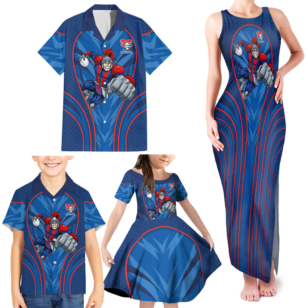 Newcastle Knights Rugby Mascot Family Matching Tank Maxi Dress and Hawaiian Shirt Australian Rugby Culture - Tribal Inspired Knight Warrior
