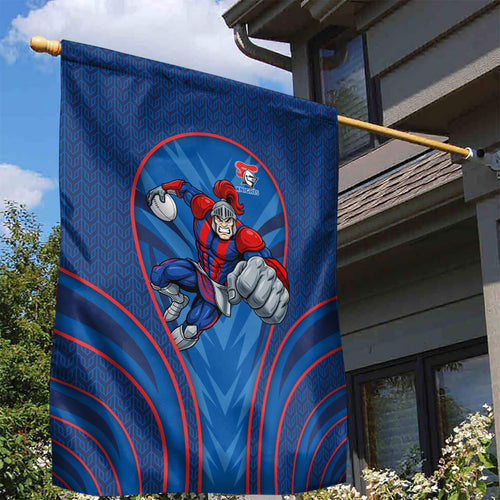 Newcastle Knights Rugby Mascot Garden Flag Australian Rugby Culture - Tribal Inspired Knight Warrior