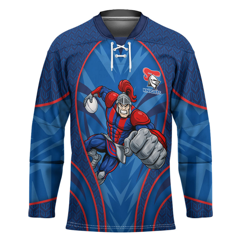 Newcastle Knights Rugby Mascot Hockey Jersey Australian Rugby Culture - Tribal Inspired Knight Warrior