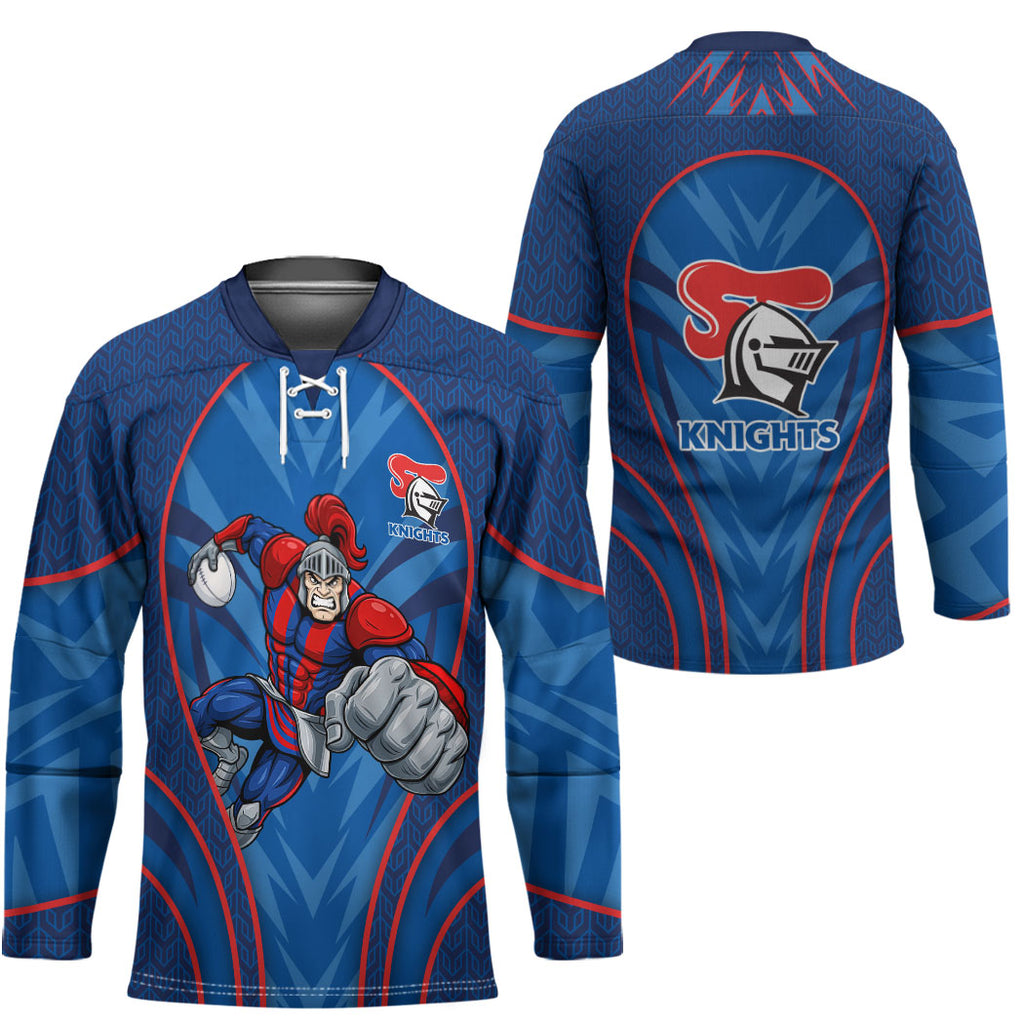 Newcastle Knights Rugby Mascot Hockey Jersey Australian Rugby Culture - Tribal Inspired Knight Warrior