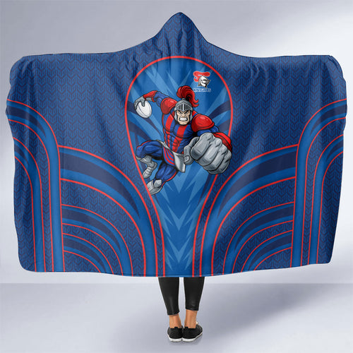 Newcastle Knights Rugby Mascot Hooded Blanket Australian Rugby Culture - Tribal Inspired Knight Warrior