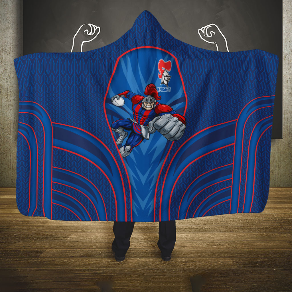 Newcastle Knights Rugby Mascot Hooded Blanket Australian Rugby Culture - Tribal Inspired Knight Warrior