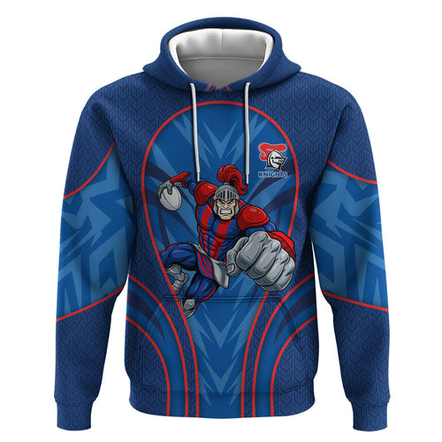 Newcastle Knights Rugby Mascot Hoodie Australian Rugby Culture - Tribal Inspired Knight Warrior