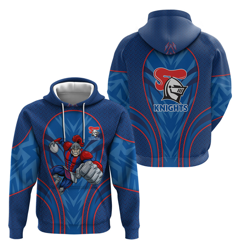 Newcastle Knights Rugby Mascot Hoodie Australian Rugby Culture - Tribal Inspired Knight Warrior