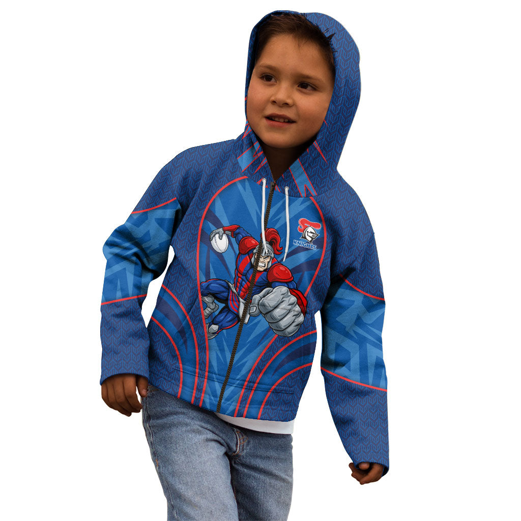 Newcastle Knights Rugby Mascot Kid Hoodie Australian Rugby Culture - Tribal Inspired Knight Warrior
