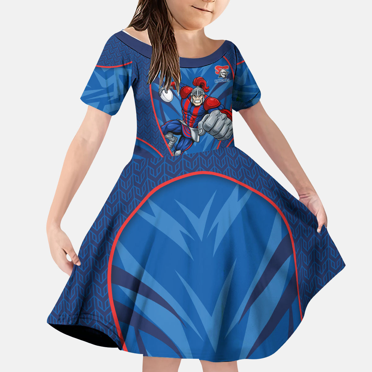 Newcastle Knights Rugby Mascot Kid Short Sleeve Dress Australian Rugby Culture - Tribal Inspired Knight Warrior