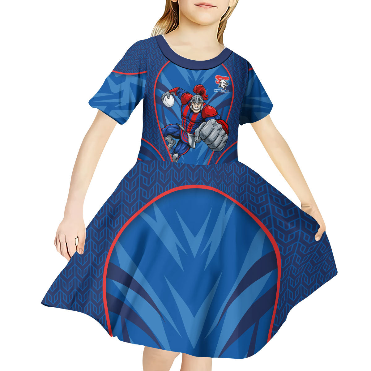 Newcastle Knights Rugby Mascot Kid Short Sleeve Dress Australian Rugby Culture - Tribal Inspired Knight Warrior