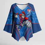 Newcastle Knights Rugby Mascot Kimono Sleeve Blouse Australian Rugby Culture - Tribal Inspired Knight Warrior