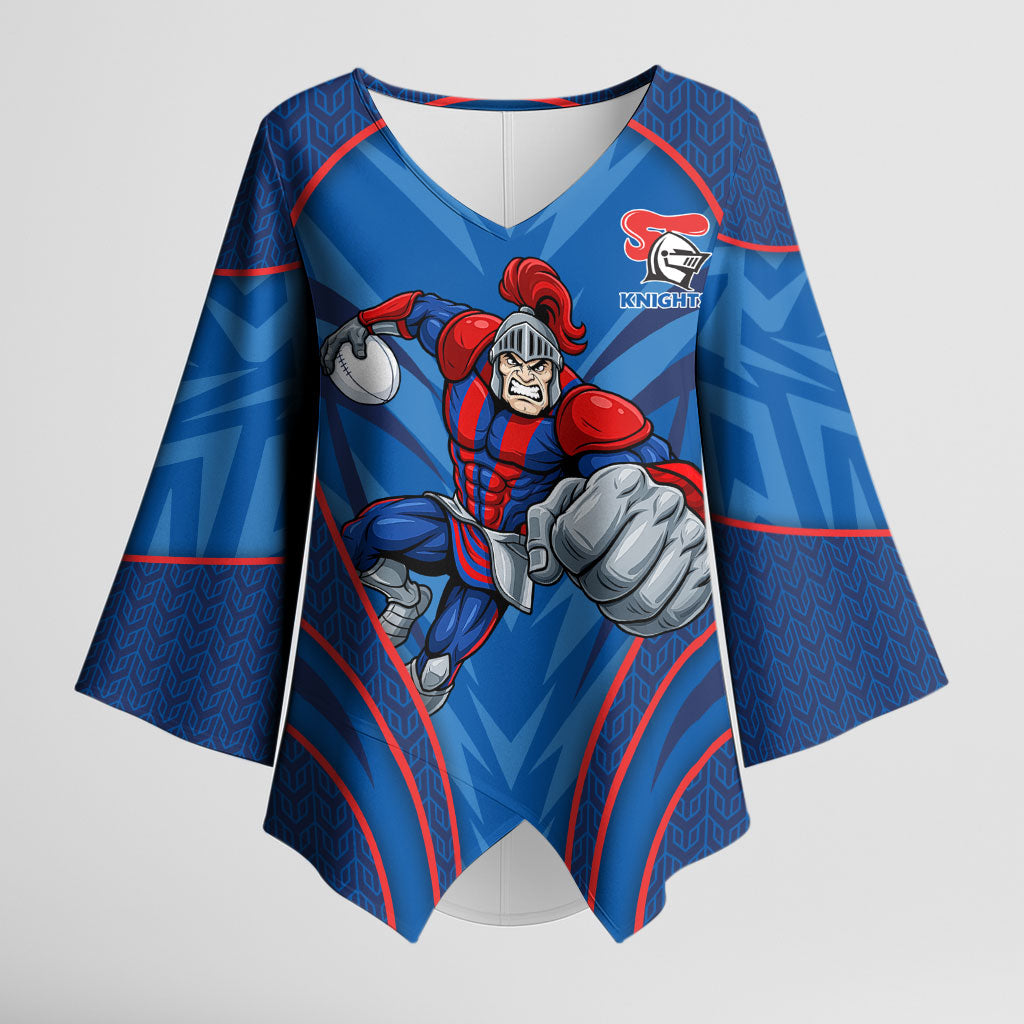 Newcastle Knights Rugby Mascot Kimono Sleeve Blouse Australian Rugby Culture - Tribal Inspired Knight Warrior