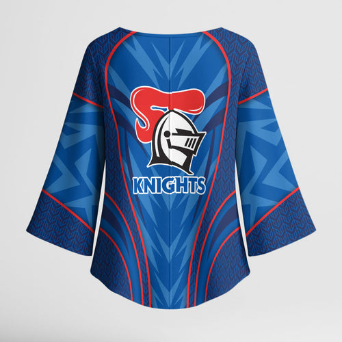 Newcastle Knights Rugby Mascot Kimono Sleeve Blouse Australian Rugby Culture - Tribal Inspired Knight Warrior