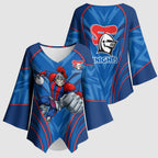 Newcastle Knights Rugby Mascot Kimono Sleeve Blouse Australian Rugby Culture - Tribal Inspired Knight Warrior
