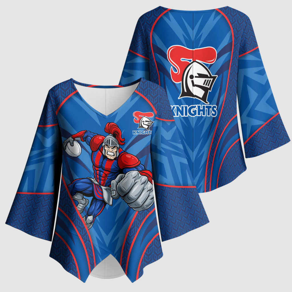 Newcastle Knights Rugby Mascot Kimono Sleeve Blouse Australian Rugby Culture - Tribal Inspired Knight Warrior