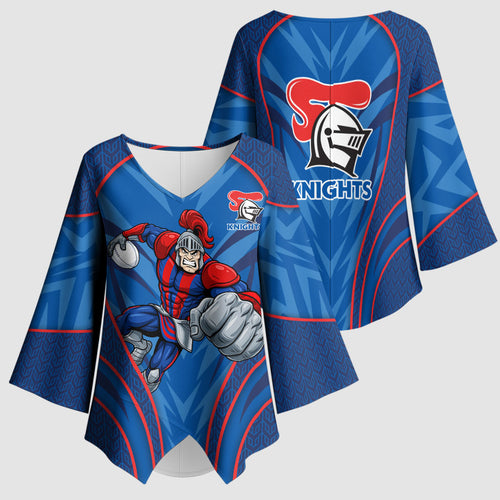 Newcastle Knights Rugby Mascot Kimono Sleeve Blouse Australian Rugby Culture - Tribal Inspired Knight Warrior