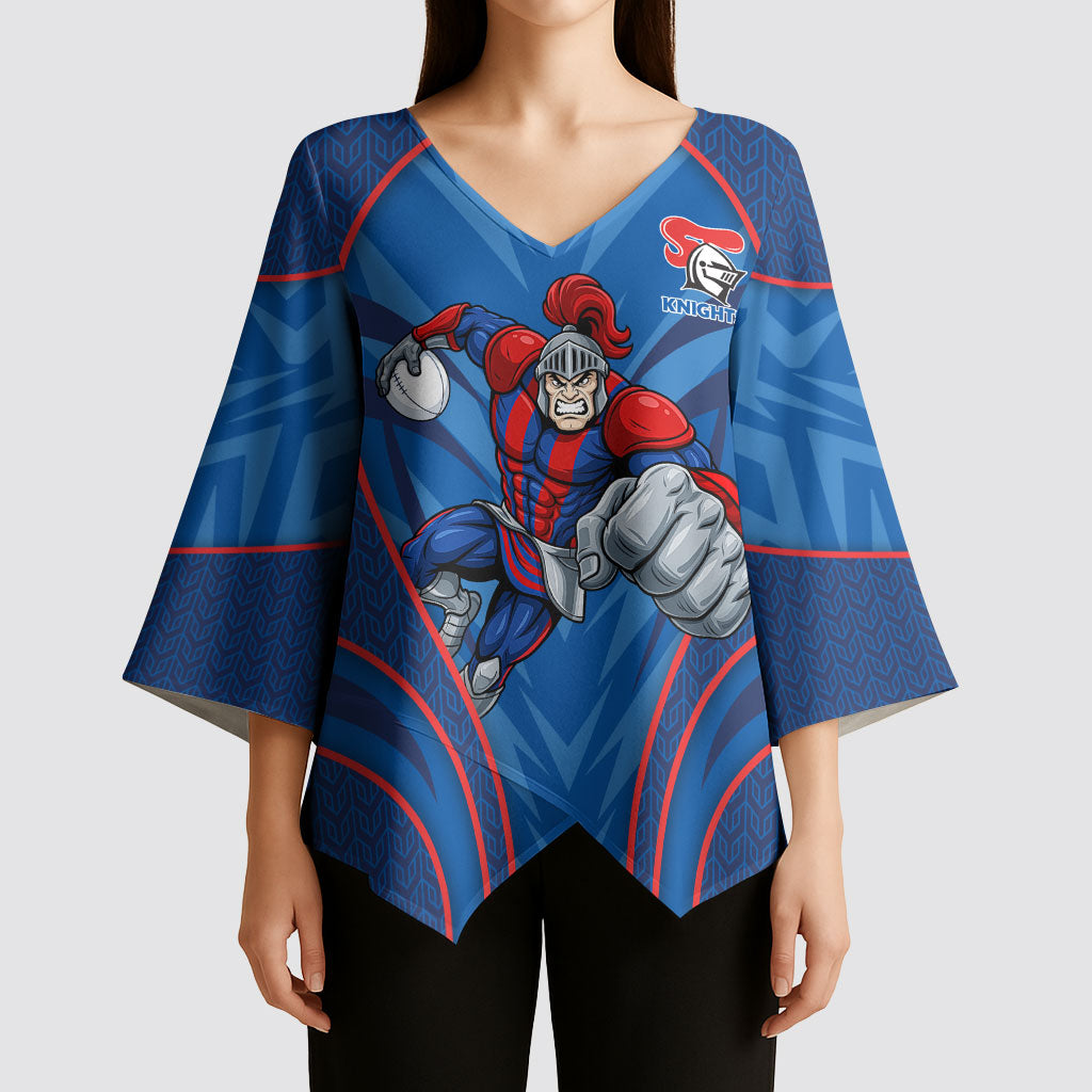 Newcastle Knights Rugby Mascot Kimono Sleeve Blouse Australian Rugby Culture - Tribal Inspired Knight Warrior
