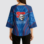 Newcastle Knights Rugby Mascot Kimono Sleeve Blouse Australian Rugby Culture - Tribal Inspired Knight Warrior