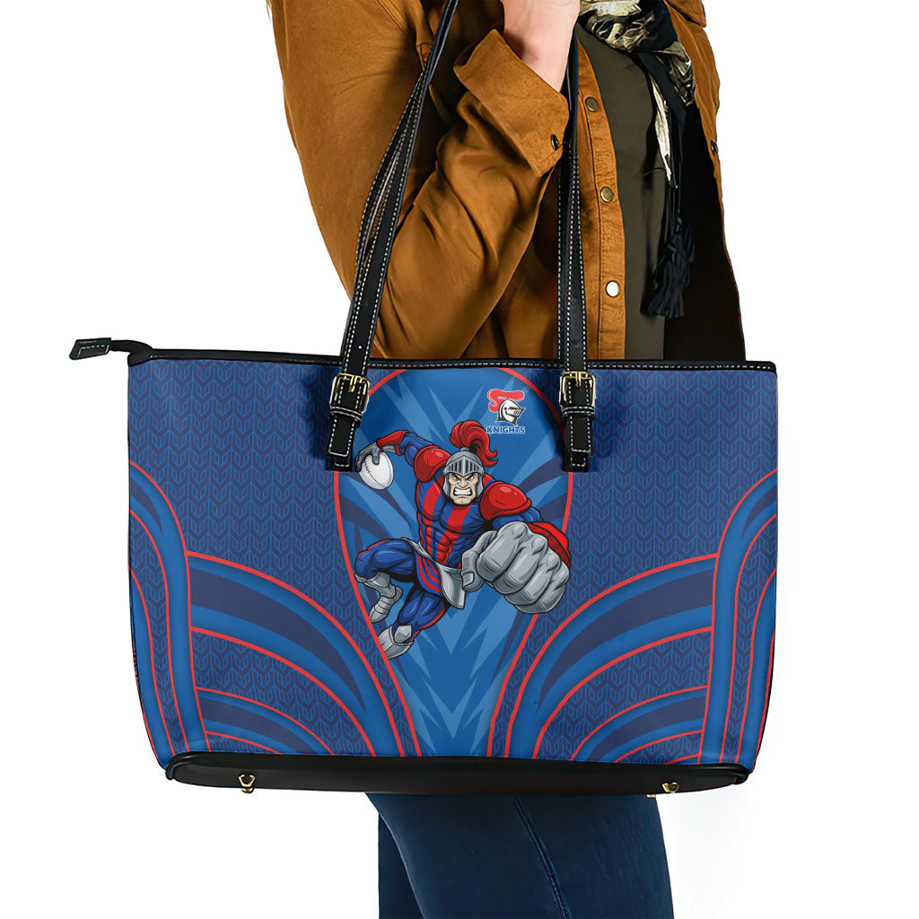 Newcastle Knights Rugby Mascot Leather Tote Bag Australian Rugby Culture - Tribal Inspired Knight Warrior