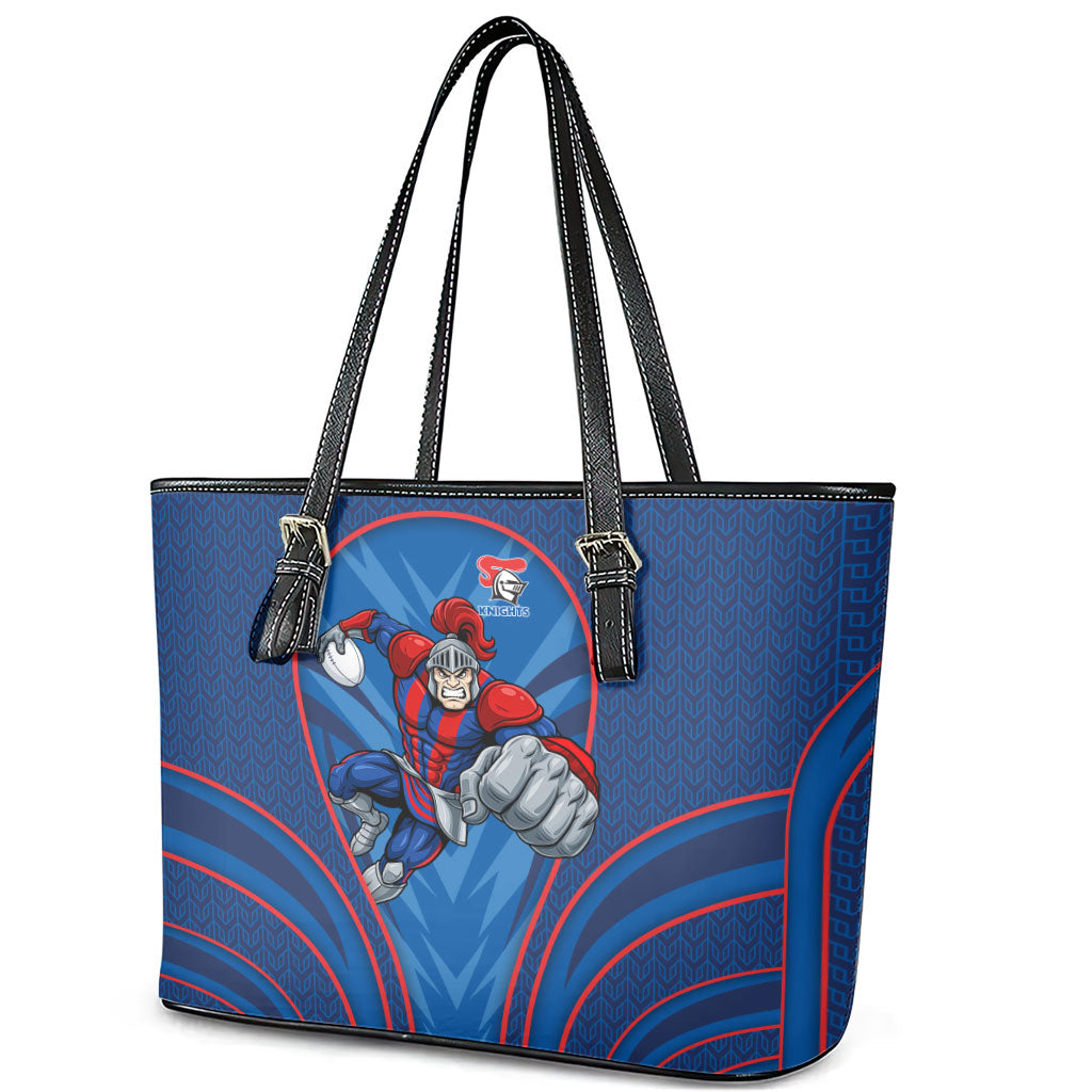 Newcastle Knights Rugby Mascot Leather Tote Bag Australian Rugby Culture - Tribal Inspired Knight Warrior