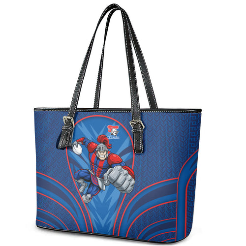Newcastle Knights Rugby Mascot Leather Tote Bag Australian Rugby Culture - Tribal Inspired Knight Warrior
