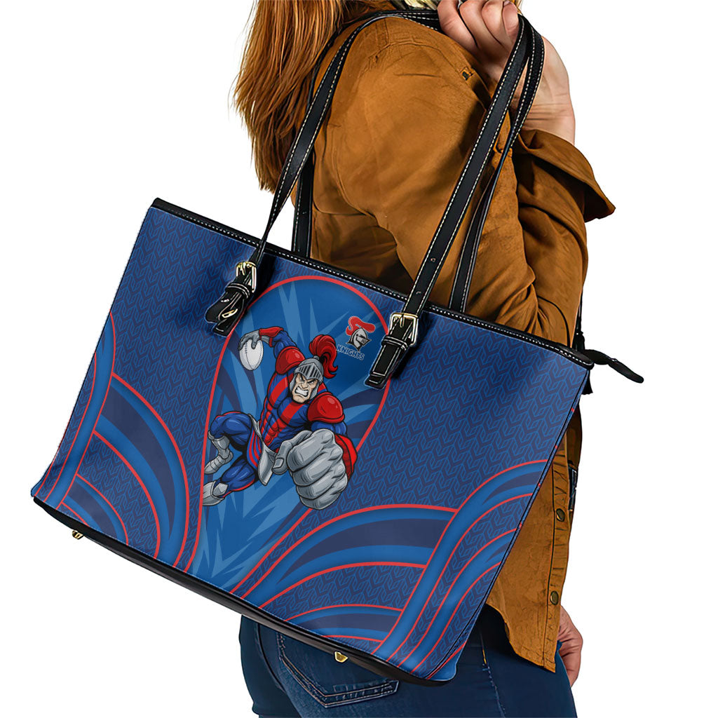 Newcastle Knights Rugby Mascot Leather Tote Bag Australian Rugby Culture - Tribal Inspired Knight Warrior