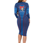 Newcastle Knights Rugby Mascot Long Sleeve Bodycon Dress Australian Rugby Culture - Tribal Inspired Knight Warrior