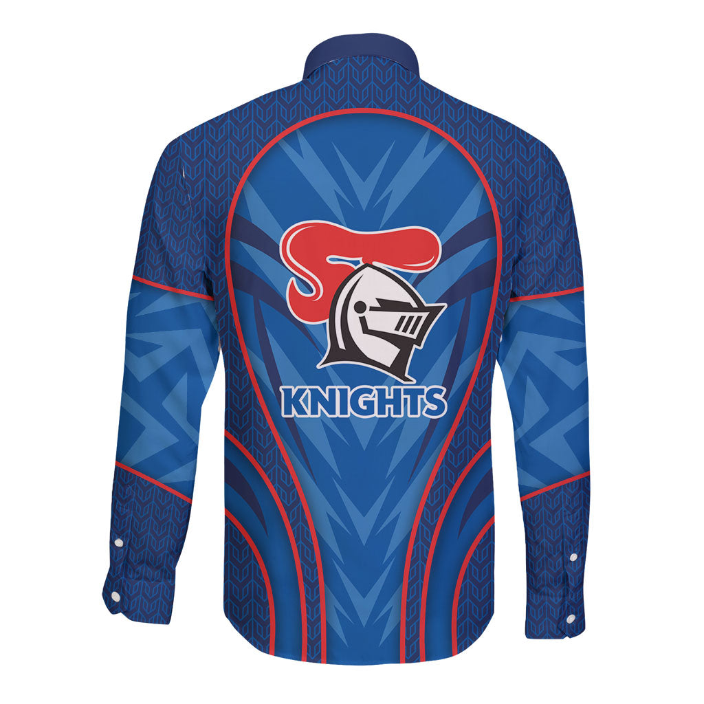 Newcastle Knights Rugby Mascot Long Sleeve Button Shirt Australian Rugby Culture - Tribal Inspired Knight Warrior