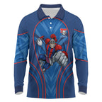 Newcastle Knights Rugby Mascot Long Sleeve Polo Shirt Australian Rugby Culture - Tribal Inspired Knight Warrior