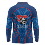 Newcastle Knights Rugby Mascot Long Sleeve Polo Shirt Australian Rugby Culture - Tribal Inspired Knight Warrior