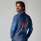 Newcastle Knights Rugby Mascot Long Sleeve Polo Shirt Australian Rugby Culture - Tribal Inspired Knight Warrior
