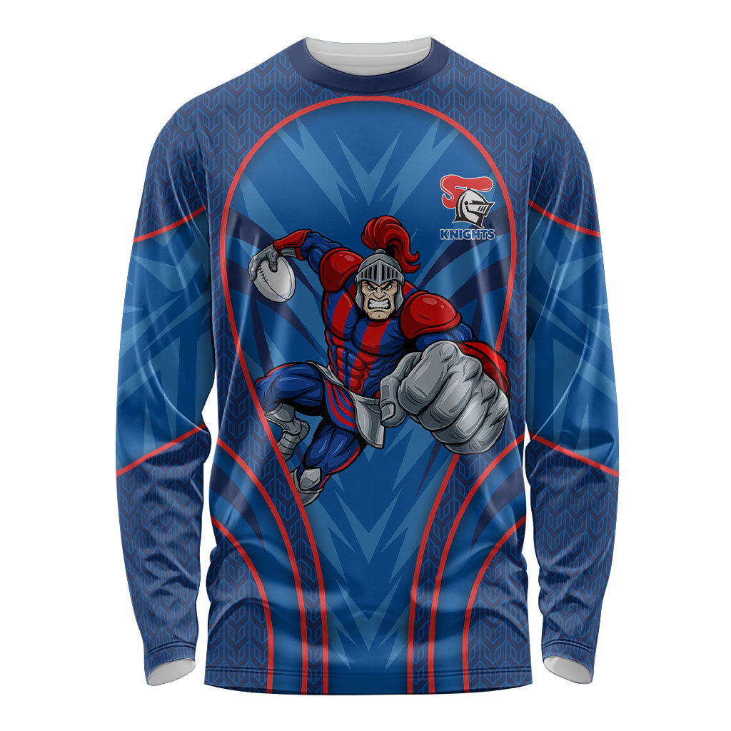 Newcastle Knights Rugby Mascot Long Sleeve Shirt Australian Rugby Culture - Tribal Inspired Knight Warrior