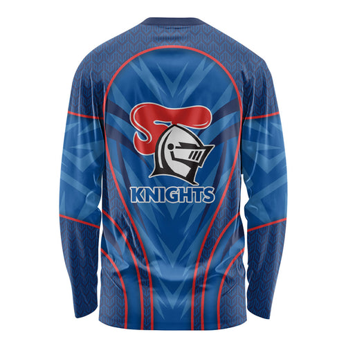Newcastle Knights Rugby Mascot Long Sleeve Shirt Australian Rugby Culture - Tribal Inspired Knight Warrior