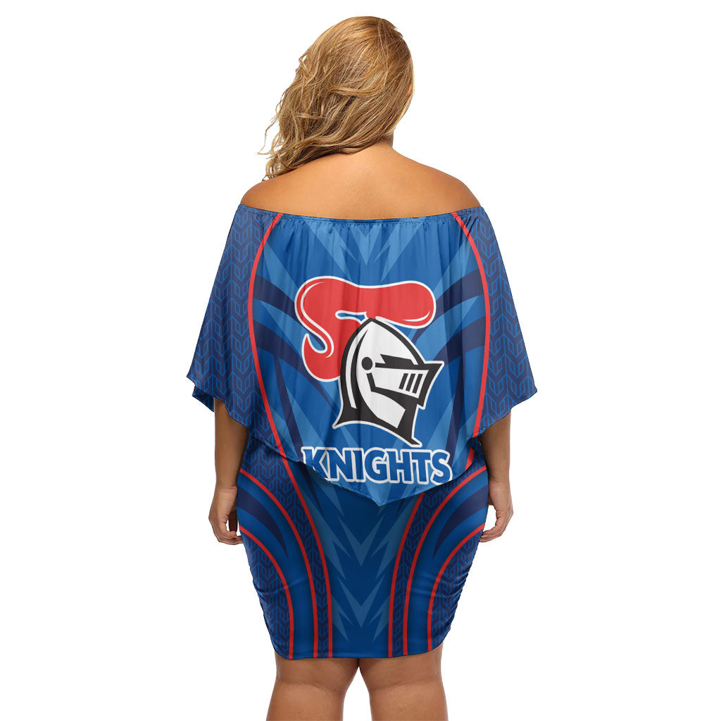 Newcastle Knights Rugby Mascot Off Shoulder Short Dress Australian Rugby Culture - Tribal Inspired Knight Warrior