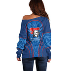 Newcastle Knights Rugby Mascot Off Shoulder Sweater Australian Rugby Culture - Tribal Inspired Knight Warrior