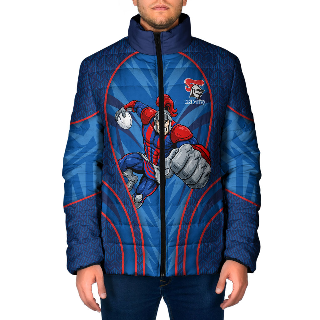 Newcastle Knights Rugby Mascot Padded Jacket Australian Rugby Culture - Tribal Inspired Knight Warrior