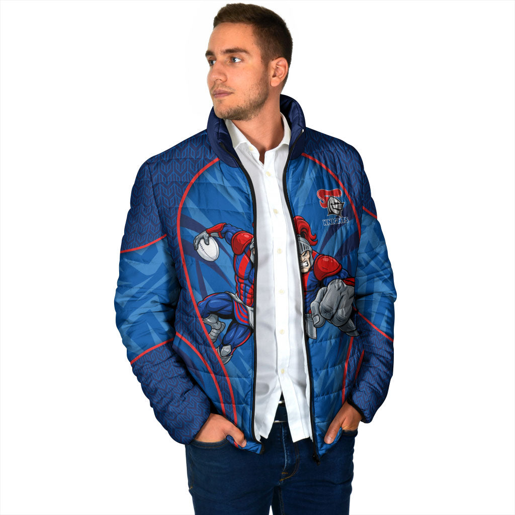 Newcastle Knights Rugby Mascot Padded Jacket Australian Rugby Culture - Tribal Inspired Knight Warrior