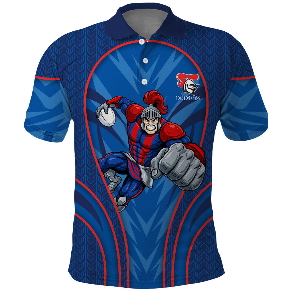 Newcastle Knights Rugby Mascot Polo Shirt Australian Rugby Culture - Tribal Inspired Knight Warrior