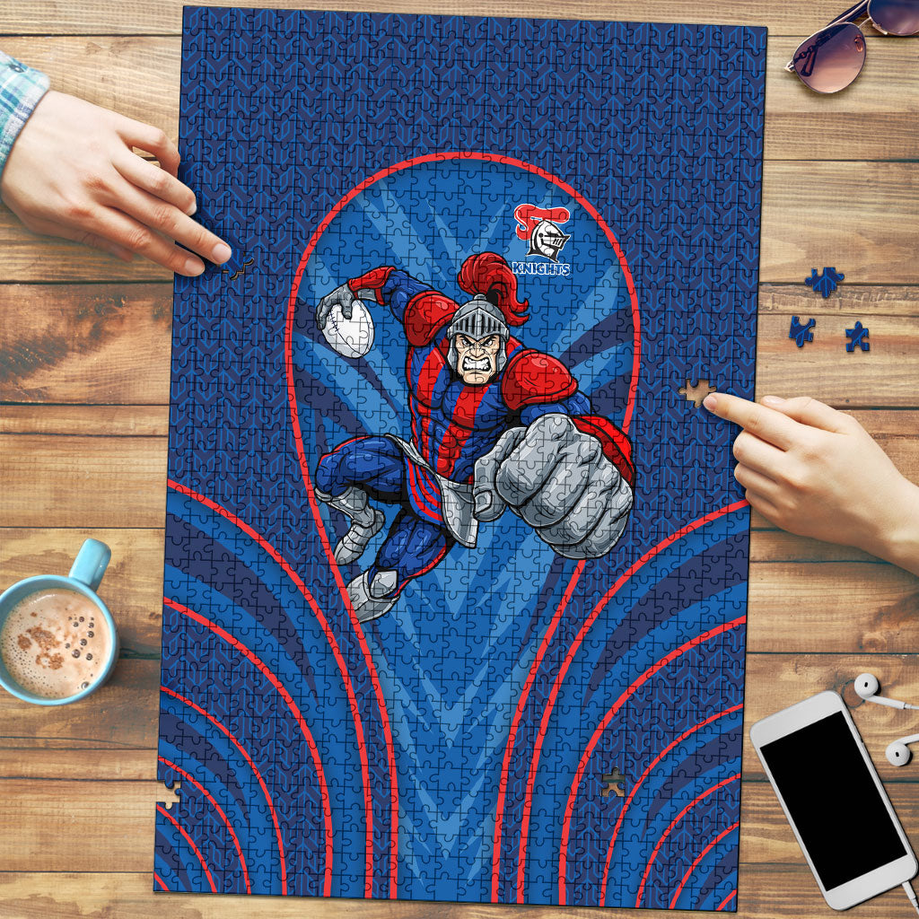 Newcastle Knights Rugby Mascot Puzzle Australian Rugby Culture - Tribal Inspired Knight Warrior
