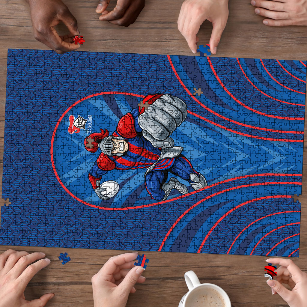 Newcastle Knights Rugby Mascot Puzzle Australian Rugby Culture - Tribal Inspired Knight Warrior