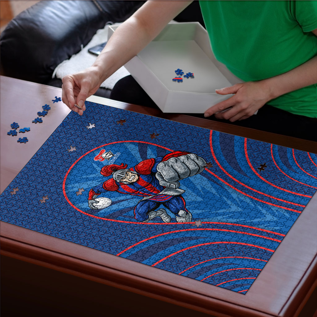 Newcastle Knights Rugby Mascot Puzzle Australian Rugby Culture - Tribal Inspired Knight Warrior