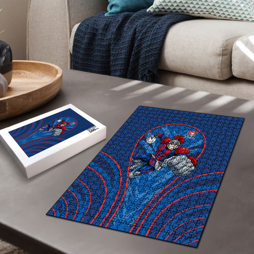 Newcastle Knights Rugby Mascot Puzzle Australian Rugby Culture - Tribal Inspired Knight Warrior
