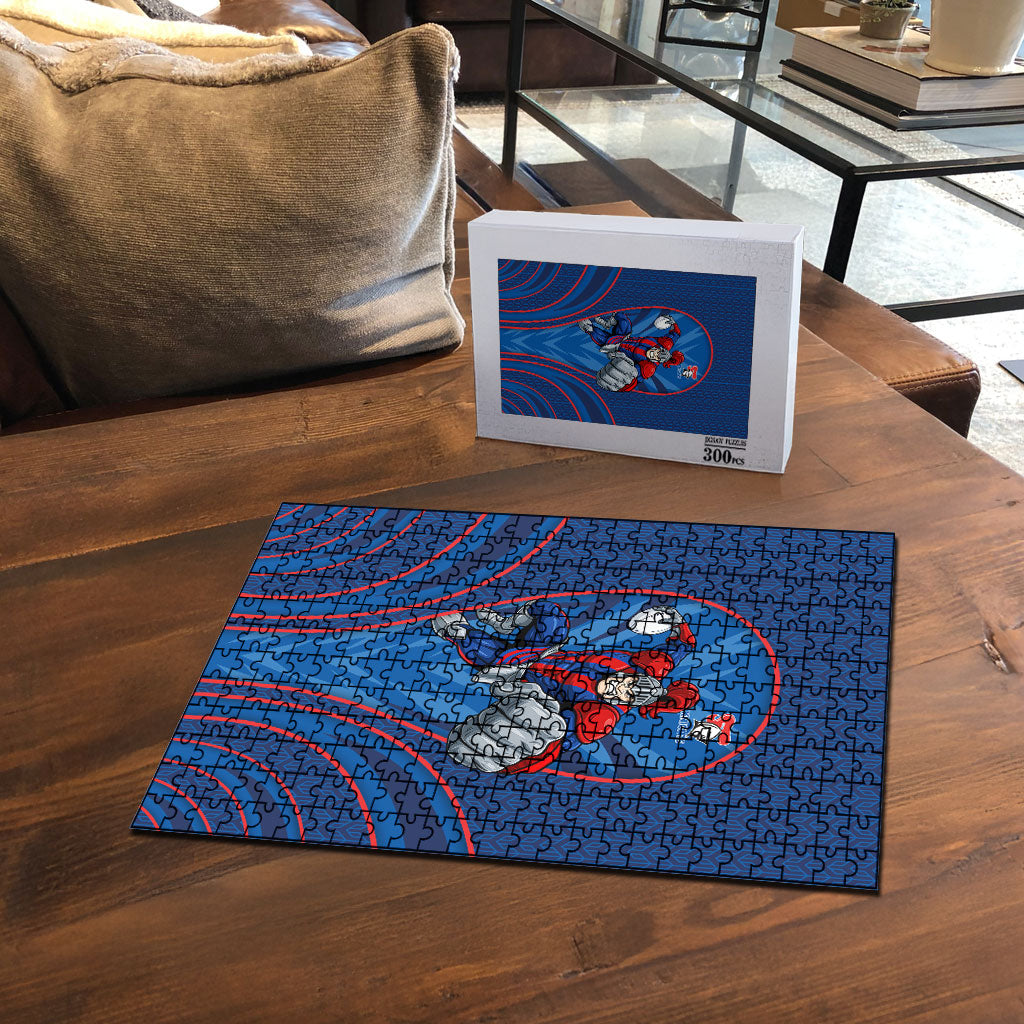 Newcastle Knights Rugby Mascot Puzzle Australian Rugby Culture - Tribal Inspired Knight Warrior