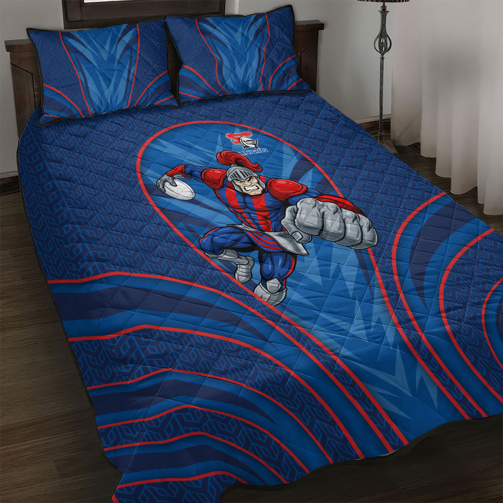 Newcastle Knights Rugby Mascot Quilt Bed Set Australian Rugby Culture - Tribal Inspired Knight Warrior