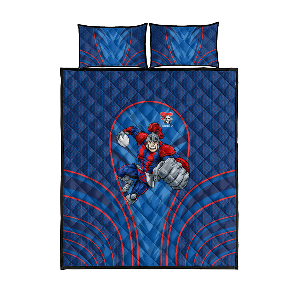 Newcastle Knights Rugby Mascot Quilt Bed Set Australian Rugby Culture - Tribal Inspired Knight Warrior
