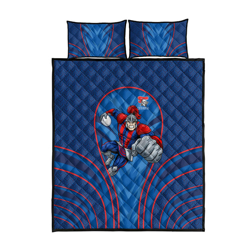 Newcastle Knights Rugby Mascot Quilt Bed Set Australian Rugby Culture - Tribal Inspired Knight Warrior