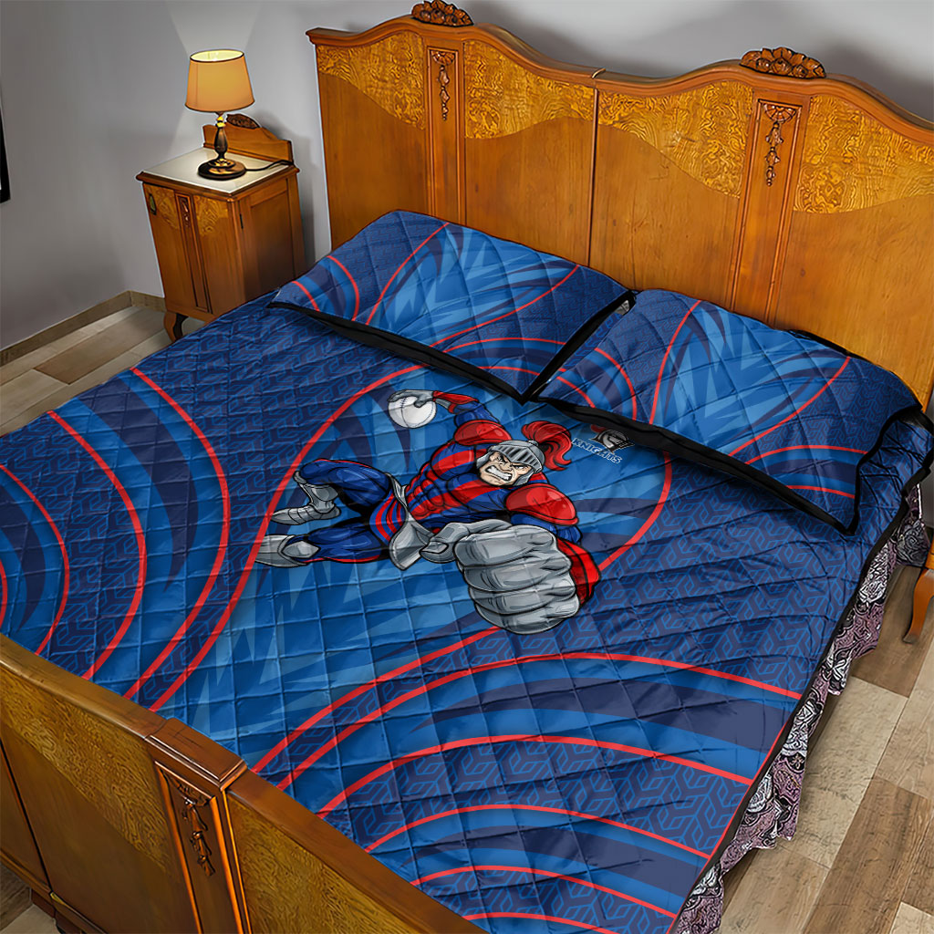 Newcastle Knights Rugby Mascot Quilt Bed Set Australian Rugby Culture - Tribal Inspired Knight Warrior
