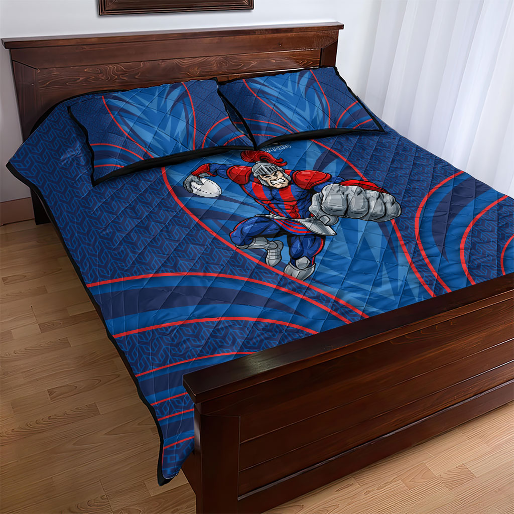 Newcastle Knights Rugby Mascot Quilt Bed Set Australian Rugby Culture - Tribal Inspired Knight Warrior